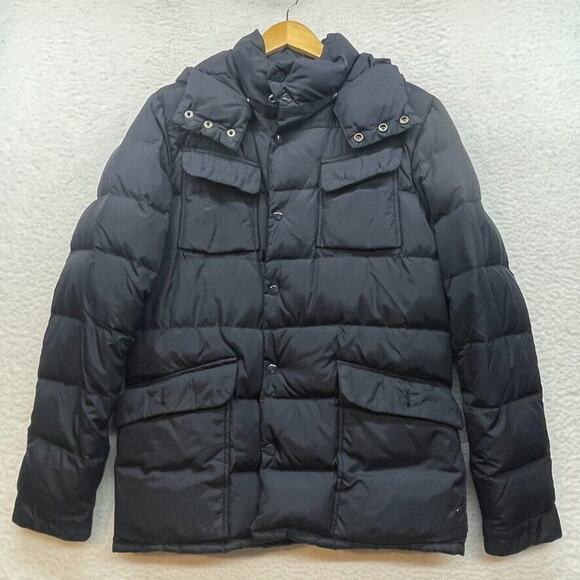 Scotch and Soda Coat Mens Medium Blue Down Puffer Jacket Lined Hooded Outdoor